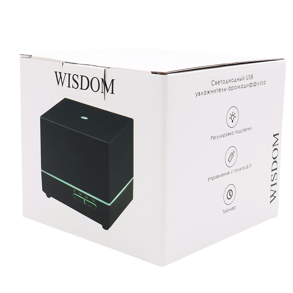 Светодиодный увлажнитель Wisdom с подсветкой гравировки, черный — изображение 9