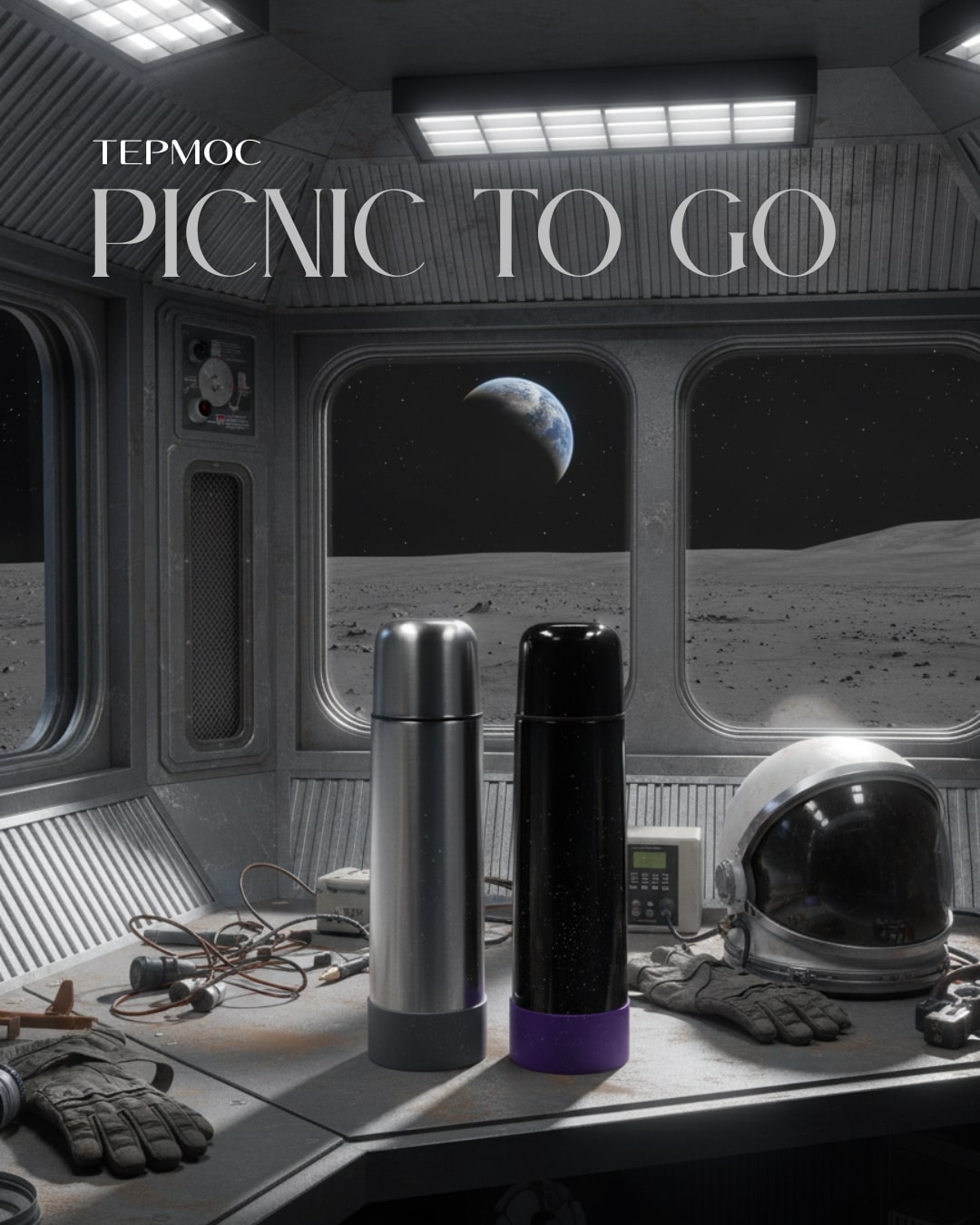 Термос Picnic Silver To Go, серебристый/серый — изображение 2